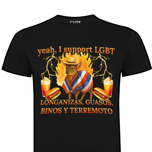 Polera manga corta LONGANIZAS, GUASOS, BINOS Y TERREMOTO