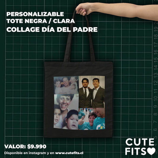 Tote negra personalizable - COLLAGE DÍA DEL PADRE