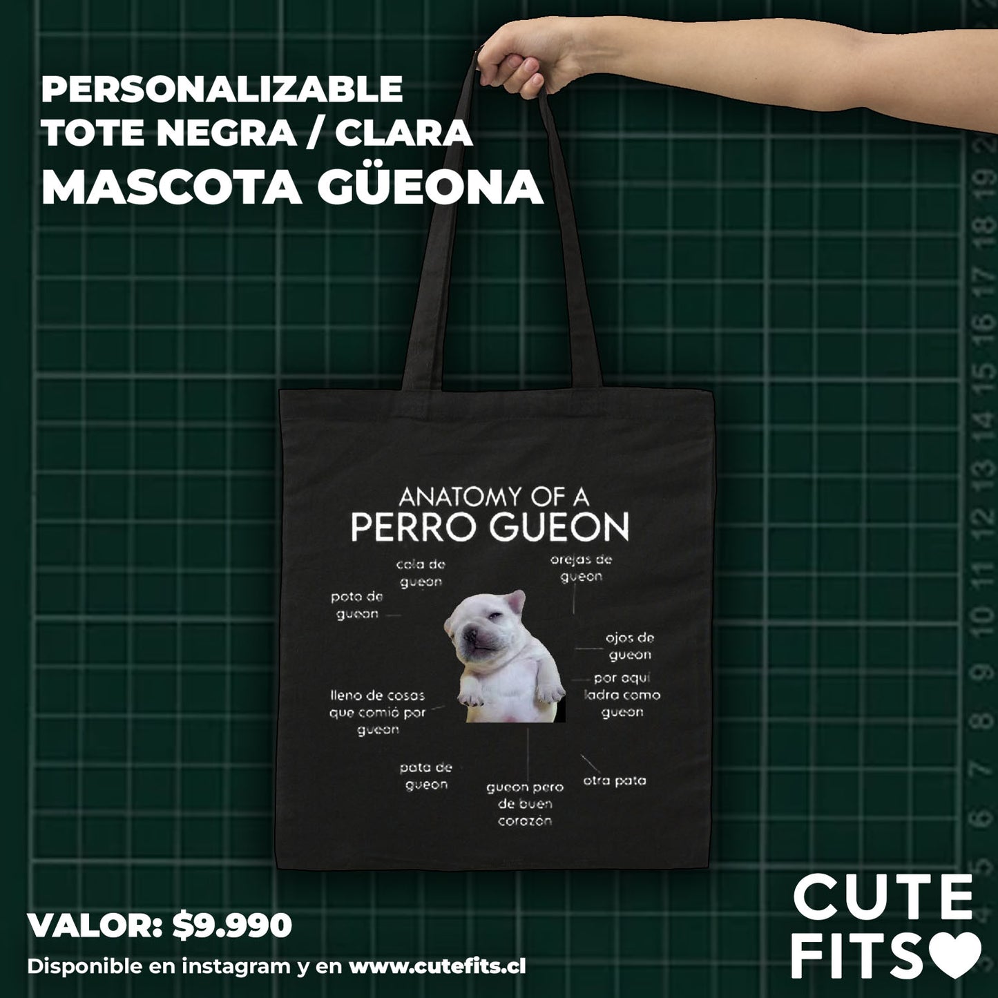 Tote negra personalizable - MASCOTA GÜEONA